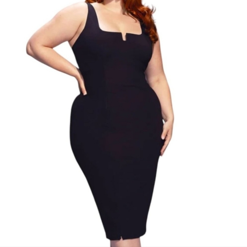 TA3 Womens Plus Size 2X Bodycon Notchy Pencil Dress Lace Up Corset